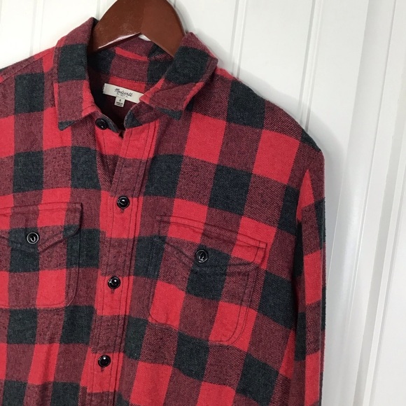 Madewell Buffalo Plaid Ex-Boyfriend Fleece Button Up Size Small. - Picture 3 of 7